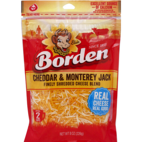 Borden Finely Shredded Cheese, Cheddar & Monterey Jack