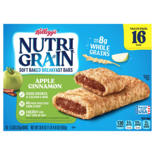 Nutri Grain Breakfast Bars, Soft Baked, Apple Cinnamon, Value Pack