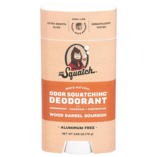 Dr. Squatch Deodorant, Natural, Wood Barrel Bourbon, Men's