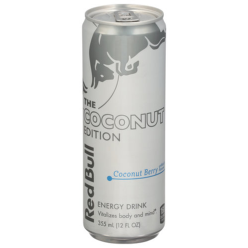 Vitalizes body and mind. The coconut edition. The taste of coconut berry - artificially flavored. The wings of Red Bull. Red Bull is appreciated worldwide by top athletes, busy professionals, college students and travelers on long journeys. Please recycle.