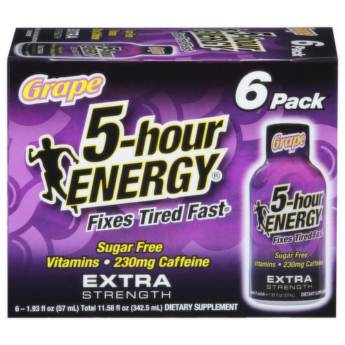 5-Hour Energy Energy Shot, Extra Strength, Grape, 6 Pack