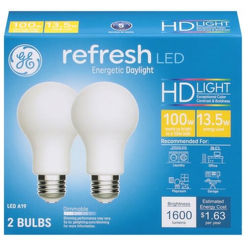 GE Light Bulbs, LED A19, HD Light, 13.5 Watts