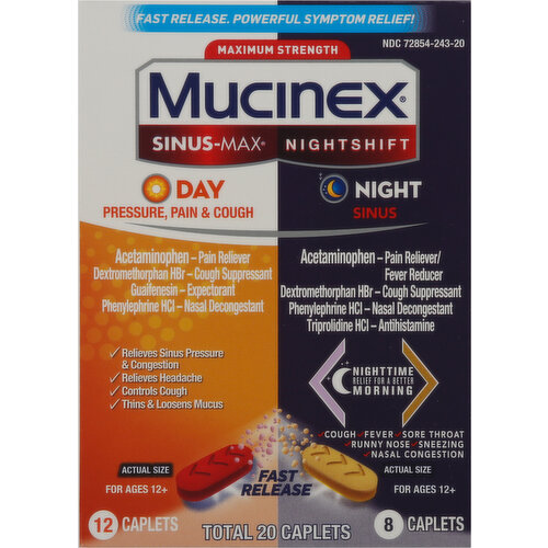 Mucinex Sinus-Max/Nightshift, Maximum Strength, Caplets