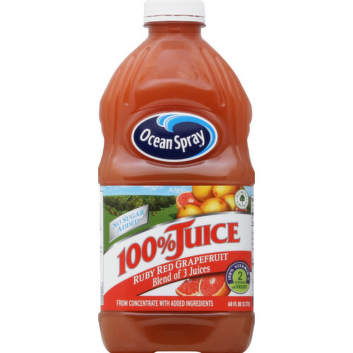 Ocean Spray 100% Juice, No Sugar Added, Ruby Red Grapefruit