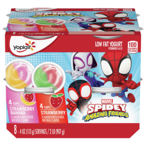 Yoplait Yogurt, Lowfat, Strawberry, Strawberry Banana, Marvel Super Hero Adventures
