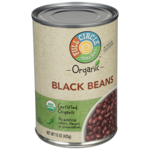 CONFETTI BLACK BEANS: YOU WILL NEED: 1 CAN (15 OZ) ORGANIC BLACK BEANS, RINSED AND DRAINED~, 1 TBSP OLIVE OIL~, 1/4 CUP ONION, CHOPPED, 1/4 CUP GREEN BELL PEPPER, CHOPPED, 1/4 CUP ORANGE BELL PEPPER, CHOPPED, 1/4 CUP FRESH TOMATO, CHOPPED, 3 TBSP VEGETABLE BROTH~, 1 TSP SALT, 1/4 TSP BLACK PEPPER, COOKING INSTRUCTIONS: 1. HEAT OIL IN LARGE SKILLET. ADD ONION AND BELL PEPPERS; COOK AND STIR 3 MINUTES OR UNTIL VEGETABLES ARE TENDER. STIR IN BEANS, TOMATO AND BROTH; COOK AND STIR 5 MINUTES. SEASON WITH SALT AND BLACK PEPPER. MAKES 4 SERVINGS (2 CUPS). ~ = FULL CIRCLE MARKET BRAND
PACKED IN USA
L981213952.100
CERTIFIED ORGANIC BY QAI
PREPARATION INSTRUCTIONS: STOVETOP: EMPTY CONTENTS INTO SAUCEPAN AND PLACE OVER LOW HEAT. STIR OCCASIONALLY UNTIL THOROUGHLY HEATED. MICROWAVE: EMPTY CONTENTS INTO MICROWAVEABLE DISH. COVER AND HEAT 3 TO 4 MINUTES OR UNTIL HOT. STIR ONCE DURING HEATING. MICROWAVE OVEN PERFORMANCE VARIES. HEATING TIME MAY REQUIRE ADJUSTMENT. STORAGE: STORE IN A NON-METALLIC CONTAINER. REFRIGERATE AFTER OPENING.
NON-BPA LINING. CAN LINING PRODUCED WITHOUT THE INTENTIONAL ADDITION OF BPA.
COPYRIGHT TOPCO FBFA0718
SCAN HERE FOR MORE FOOD INFORMATION