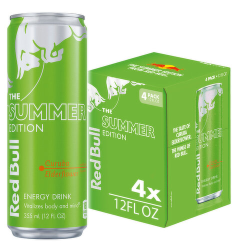 Red Bull Energy Drink, Curuba Elderflower, 114mg Caffeine, 12 fl oz, Pack of 4 Cans