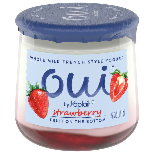 Oui Yogurt, Whole Milk, French Style, Strawberry, Fruit on the Bottom