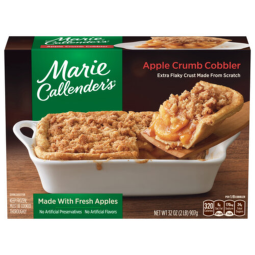 No artificial preservatives. Made from scratch pastry crust. Made with fresh apples and real cinnamon. Bakes fresh in your oven. The perfect desert everytime. Desserts with made from scratch crusts that look and taste as great as homemade. Baked fresh from your oven.