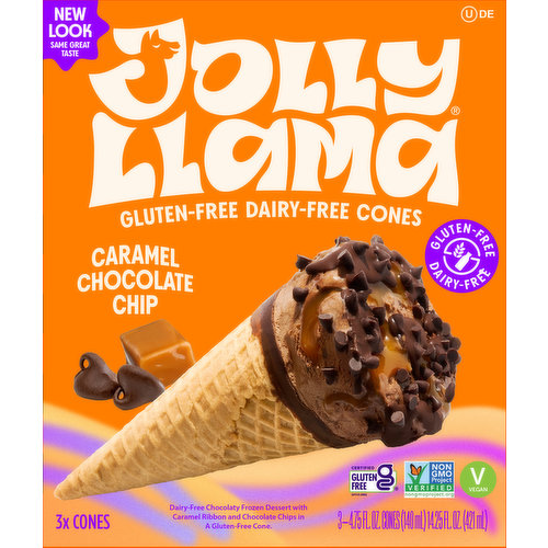 Jolly Llama Cones, Gluten-Free & Dairy-Free, Caramel Chocolate Chip