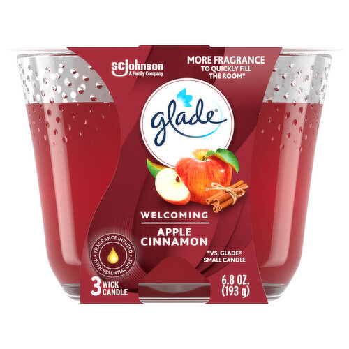 Glade Candle, 3 Wick, Welcoming, Apple Cinnamon