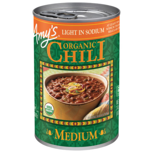 Amy's Organic Chili, Light in Sodium, Medium, Vegan, 14.7 oz.