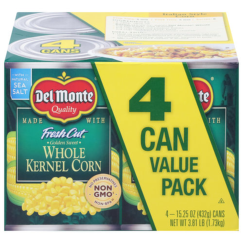 Del Monte Kernel Corn, Golden Sweet, Whole, Value Pack