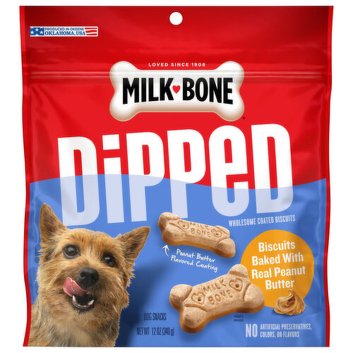Milk-Bone Dog Snacks, Peanut Butter Flavor Coating, Dipped