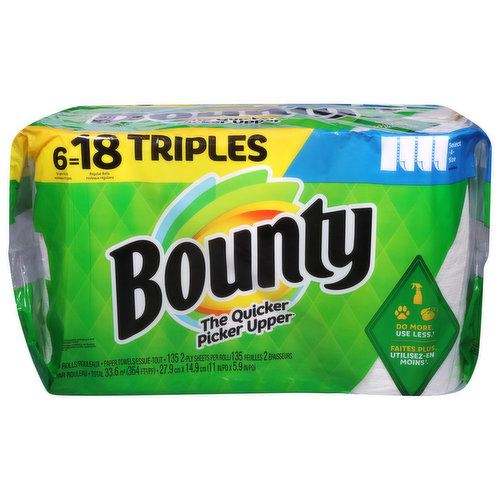 Paper Towels, Select A Size, Triple Rolls, White, 2-Ply