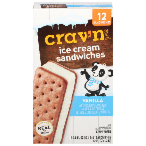 Crav'n Flavor Ice Cream Sandwiches, Vanilla