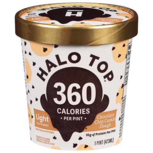 Halo Top Ice Cream, Light, Chocolate Chip Cookie Dough