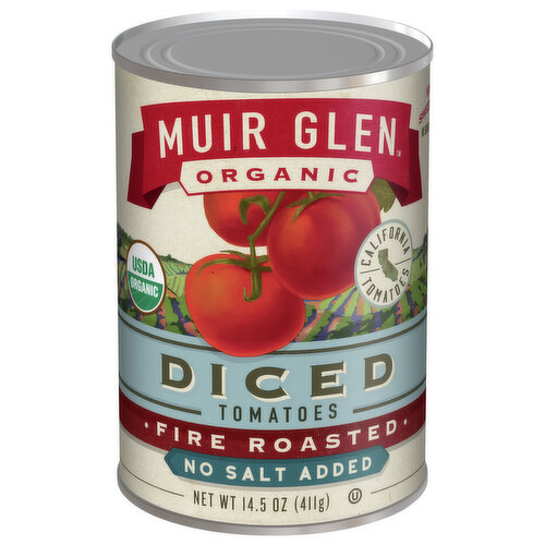 Muir Glen Tomatoes, No Salt Added, Fire Roasted, Diced