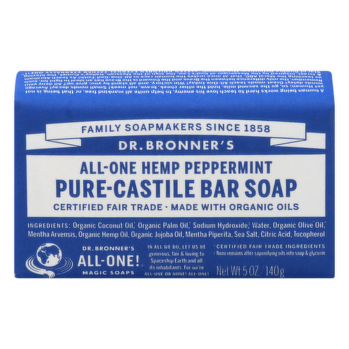 Hemp Peppermint Pure Castile Bar Soap