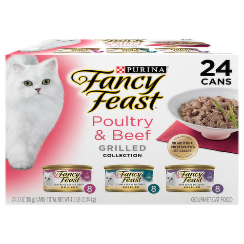 Fancy Feast Cat Food, Gourmet, Poultry & Beef, Grilled Collection