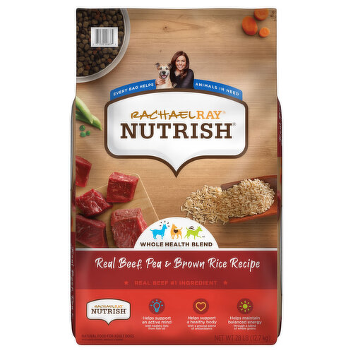 Rachael Ray Nutrish Food for Dogs, Natural, Real Beef, Pea & Brown Rice Recipe, Adult