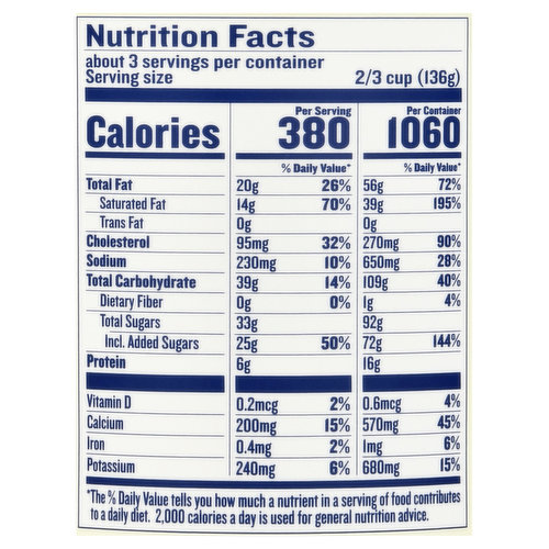 caramel nutrition label