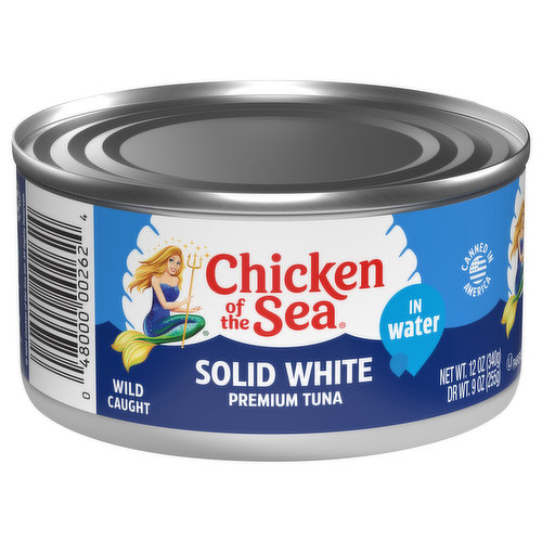 Chicken of the Sea Tuna, in Water, Solid White, Wild Caught, Premium