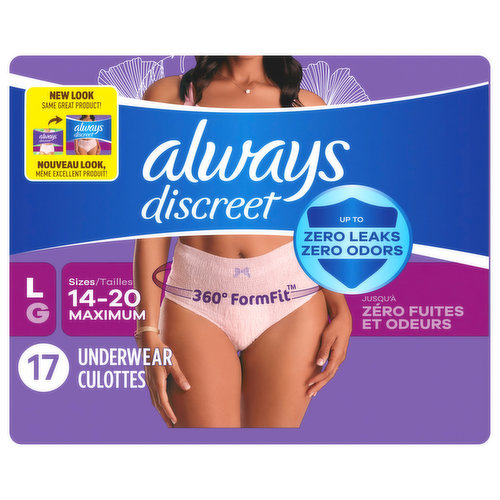 Always Discreet Incontinence Underwear for Women Maximum Protection (choose  your count)