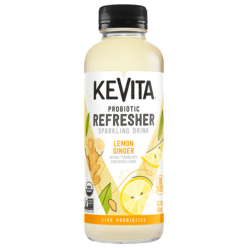 KeVita Sparkling Drink, Lemon Ginger, Probiotic, Refresher