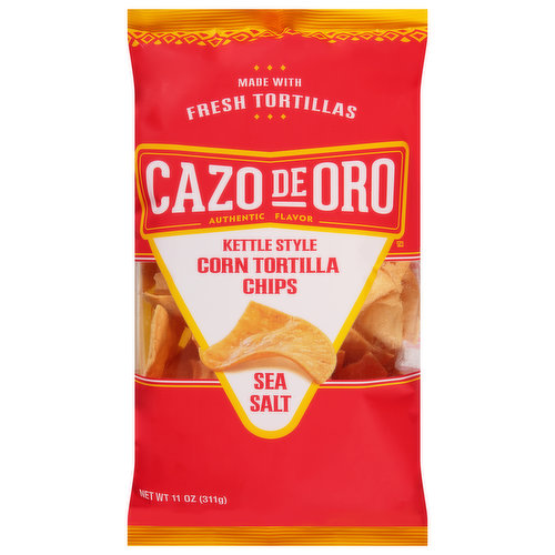 Cazo de Oro Corn Tortilla Chips, Kettle Style, Sea Salt