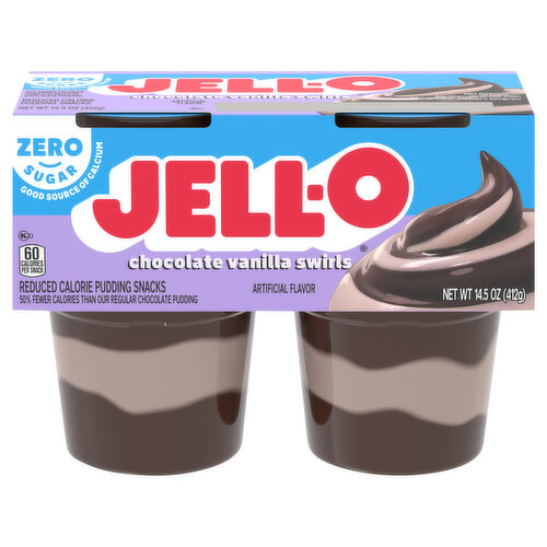 Jell-O Pudding Snacks, Reduced Calorie, Chocolate Vanilla Swirls