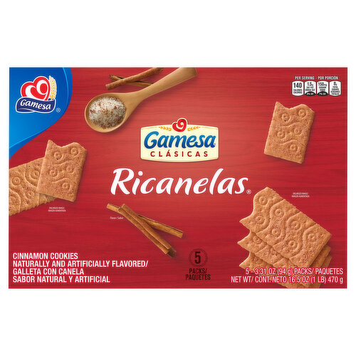 Gamesa Cookies, Cinnamon, 5 Packs