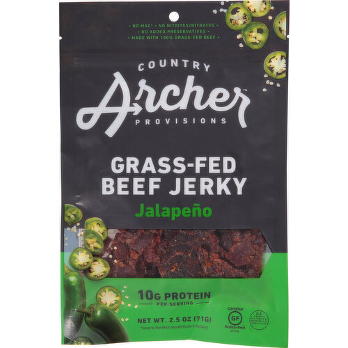 Country Archer Beef Jerky, Jalapeno, Grass-Fed