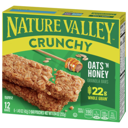 Nature Valley Crunchy Granola Bars, Oats 'N Honey - 15 pack, 1.49 oz