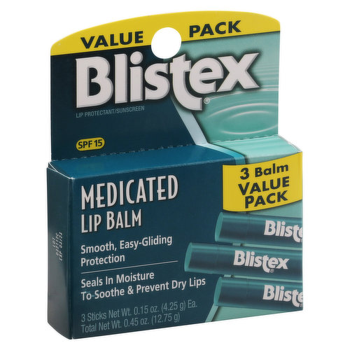 Blistex Lip Balm, Medicated, SPF 15, Value Pack