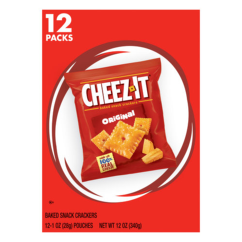 Cheez-It Baked Snack Crackers, Original, 12 Pack