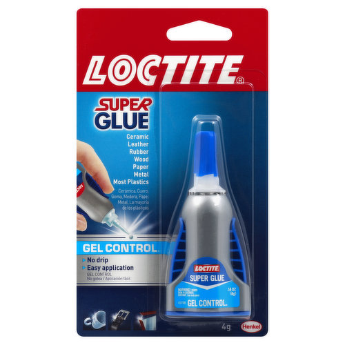 LOCTITE Super Glue Gel Control No Drip Adhesive Glue .14 oz 4 g Ceramic  Leather Rubber Wood Paper Metal Most Plastics