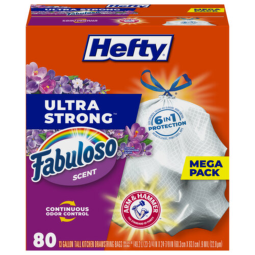 Hefty Tall Kitchen Bags, Drawstring, Fabuloso Scent, 13 Gallon, Mega Pack