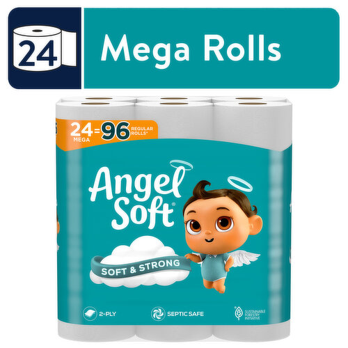 ANGEL SOFT Toilet Paper, 24 Mega Rolls