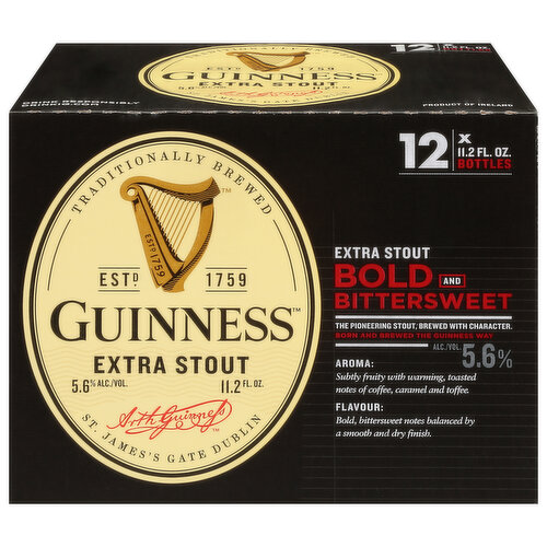 Guinness Beer, Extra Stout, Bold and Bittersweet