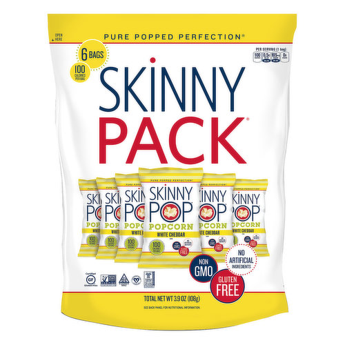 SkinnyPop Popcorn, White Cheddar Flavor, Skinny Pack