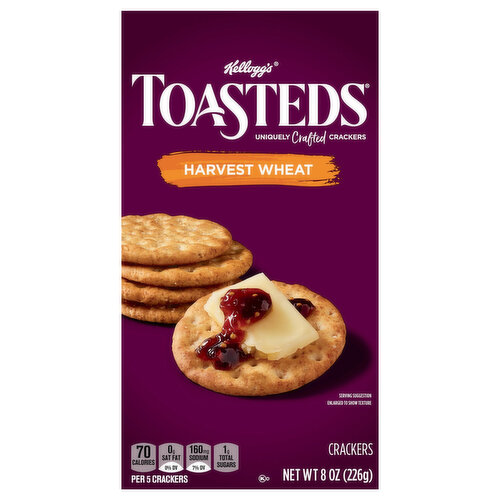 Toasteds Crackers, Harvest Wheat, Lightly Toasted - Super 1 Foods