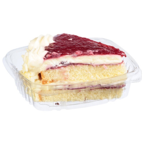 Brookshire's Cake, White Chocolate Raspberry, Slice