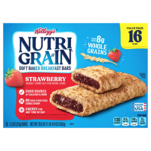 Nutri Grain Breakfast Bars, Soft Baked, Strawberry, Value Pack