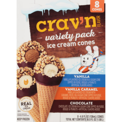 Crav'n Flavor Ice Cream Cones, Variety Pack