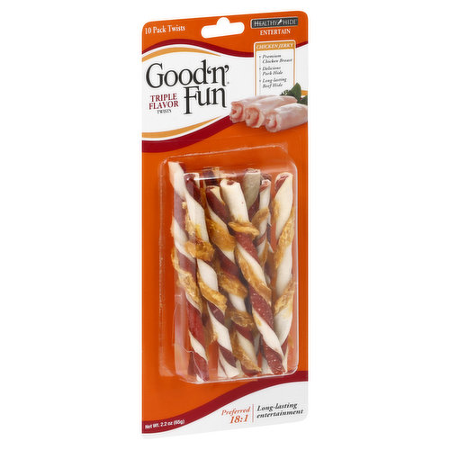 Good 'n' Fun Dog Treats, Gourmet, Triple Flavor, Twists