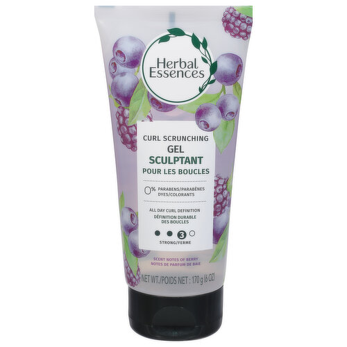 Herbal Essences Gel, Scent Notes of Berry, Curl Scrunching, Strong