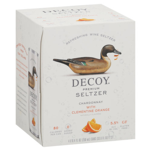 Decoy Seltzer, Premium, Chardonnay with Clementine Orange