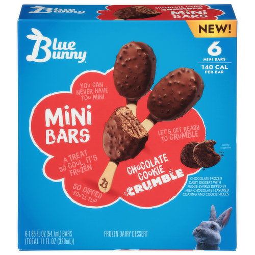 Blue Bunny Frozen Dairy Dessert, Chocolate Cookie Crumble, Mini Bars