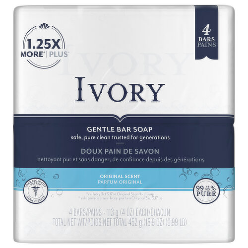 Ivory Bar Soap, Gentle, Original Scent